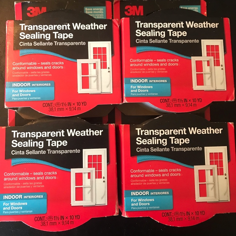 Transparent weather window sealing tape